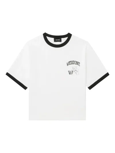 We11 Done Ringer-detail Graphic T-shirt In White