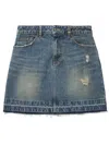 We11 Done Ripped Detailing Denim Skirt In Blue