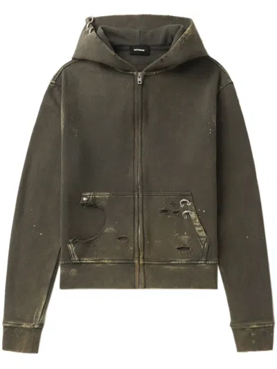 We11 Done Ripped-detailing Hoodie In Grey