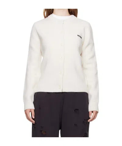 We11 Done Round-collar And Long-sleeved Knitted Cardigan In White
