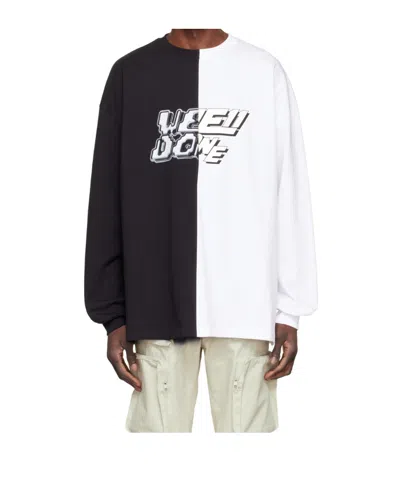 We11 Done Round Collar Color Matching Long-sleeved T-shirt In White