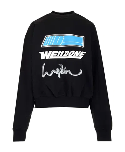 We11 Done Round Collar Long Sleeve Sweater In Black