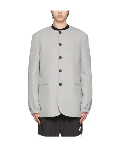 WE11 DONE ROUND-COLLAR LONG-SLEEVE WOOL SUIT COAT