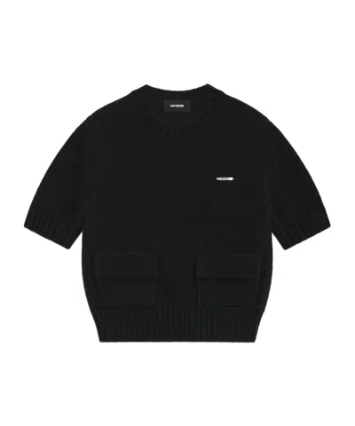 We11 Done Round-collar Short-sleeve Sweater In Black