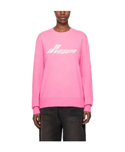 We11 Done Round Neck Long-sleeved Sweater In Pink