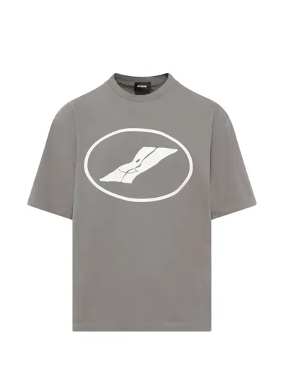 We11 Done Round-neck Logo-detail T-shirt In Gray