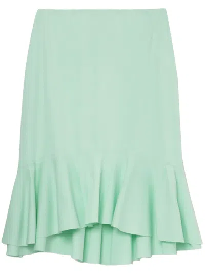We11 Done Ruffle-detailing Asymmetric Skirt In Green