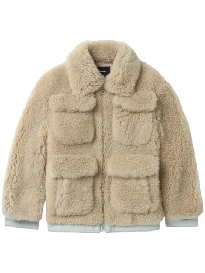 We11 Done Shearling Jacket In Neutrals