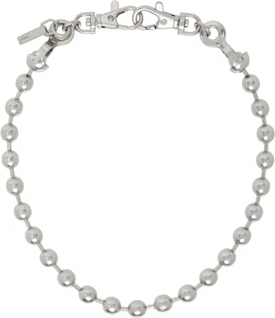 We11 Done Silver Ball Necklace In Brushed Nickel