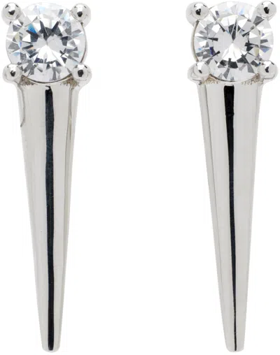 We11 Done Silver Crystal Spike Stud Earrings