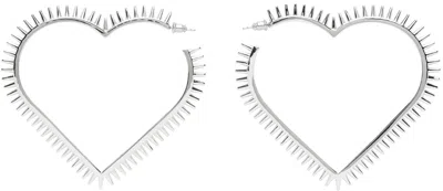 We11 Done Silver Large Spike Heart Earrings
