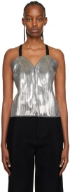 We11 Done Silver Sequinned Camisole In Silver
