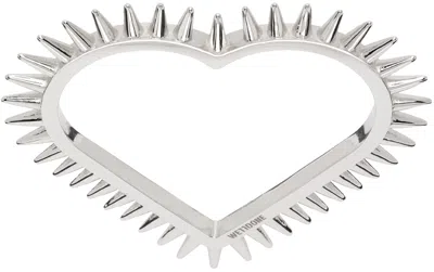 We11 Done Silver Spike Heart Double Ring