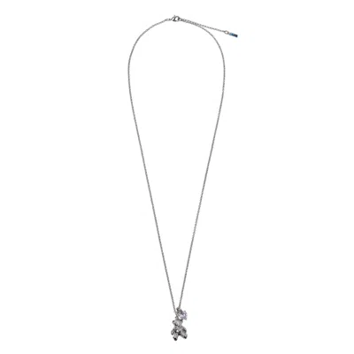 We11 Done Silver Teddy Pendant Necklace In Purple