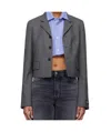 We11 Done Gray Single-breasted Crop Blazer In Black