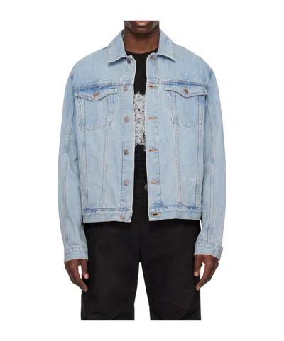 We11 Done Single-breasted Denim Jacket In Blue