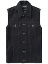 We11 Done Sleeveless Denim Vest In Blue
