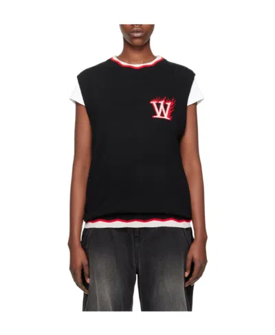 We11 Done Sleeveless Knitted Vest With Round Neck In Black