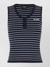 We11 Done Sleeveless Striped Button Ribbed Top