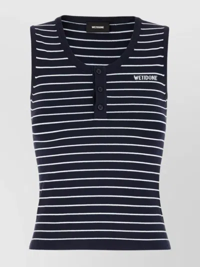 WE11 DONE SLEEVELESS STRIPED BUTTON RIBBED TOP