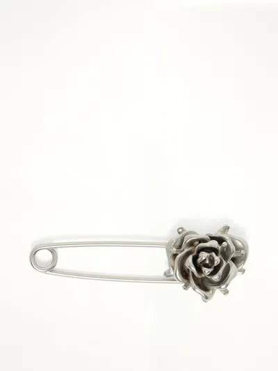 We11 Done Small Spiky Rose Pin Brooch In Purple