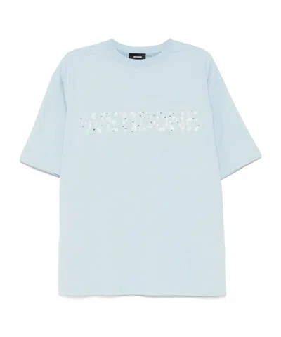 We11 Done Sparkle-logo T-shirt In Blue