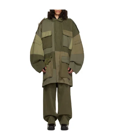 We11 Done Spliced Long-sleeved Casual Jacket In Green