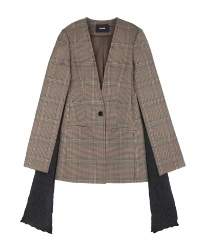 We11 Done Spliced Plaid Suit Jacket In Multicolor