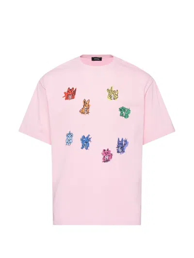 We11 Done Sticker-print T-shirt In Pink