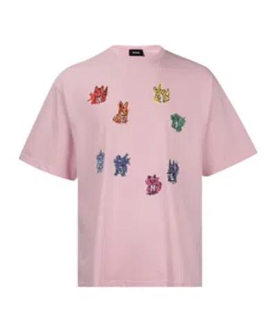 We11 Done Sticker-print T-shirt In Pink
