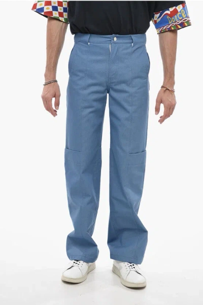 We11 Done Straight Leg Pants With Belt Loops In Blue