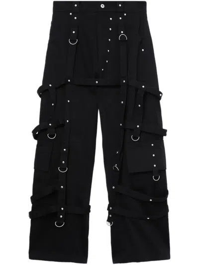 We11 Done Strap-detail Trousers In Black