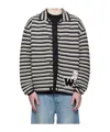 We11 Done Multicolor Black Stripe Embroidered Cardigan In Black