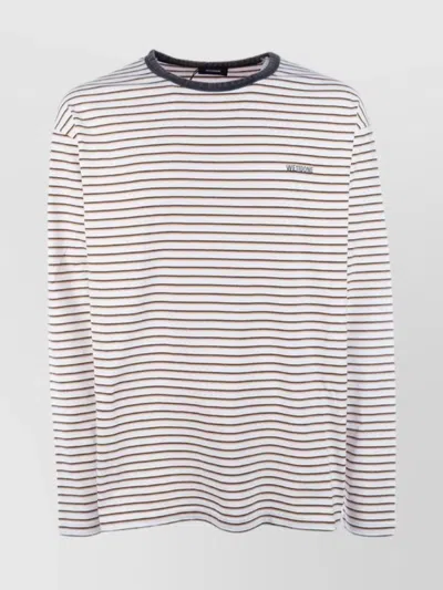 We11 Done Striped Crew Neck Long Sleeves T-shirt In Gray