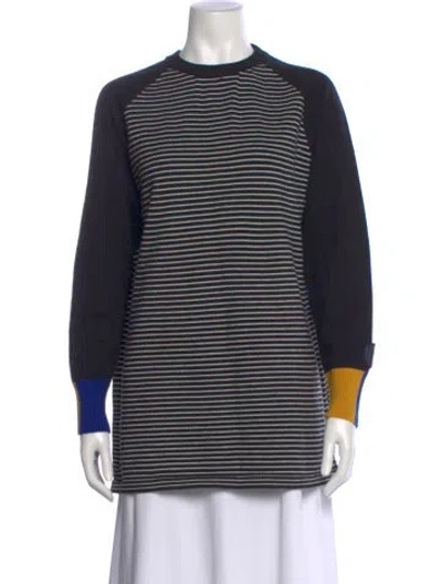 Pre-owned We11 Done Striped Crew Neck Sweater In Black