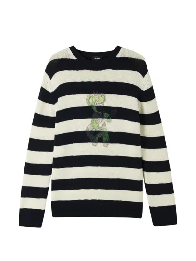We11 Done Striped Graphic-print Jumper In Blue