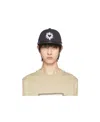 We11 Done Navy Heart Embroidery Stripe Cap In Nude