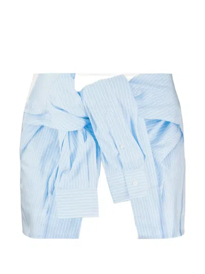 We11 Done Striped Knot-detail Skirt In Blue
