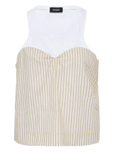 We11 Done Striped Top In Neutral
