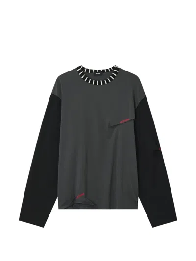 We11 Done Striped-trim Long-sleeve T-shirt In Black