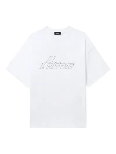 We11 Done Stud-embellished Logo T-shirt In White