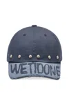 We11 Done Studded Distressed Baseball Cap In Blue