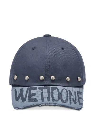 We11 Done Studded Distressed Baseball Cap In Blue