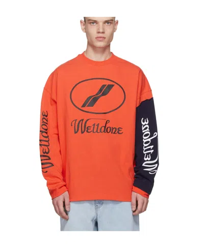 We11 Done Super Large Spliced Long-sleeved T-shirt In Orange