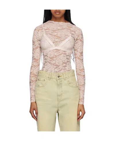 We11 Done T-shirt With Round Neck And Long Sleeves In Nude