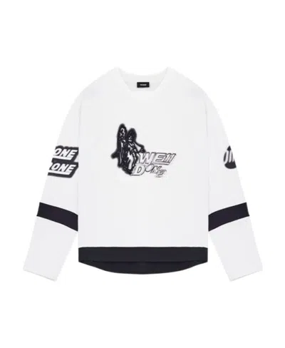 We11 Done T-shirt With Round Neck And Long Sleeves In White