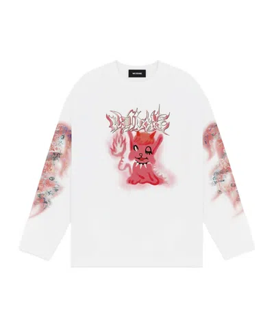We11 Done T-shirt With Round Neck And Long Sleeves In White