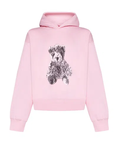 We11 Done Teddy Bear-print Cotton Hoodie In Pink