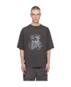 We11 Done Gray Pearl Necklace Teddy T-shirt In Black