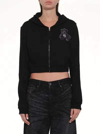 We11 Done Teddy Bear Zip-up Slim-fit Hoodie In Black